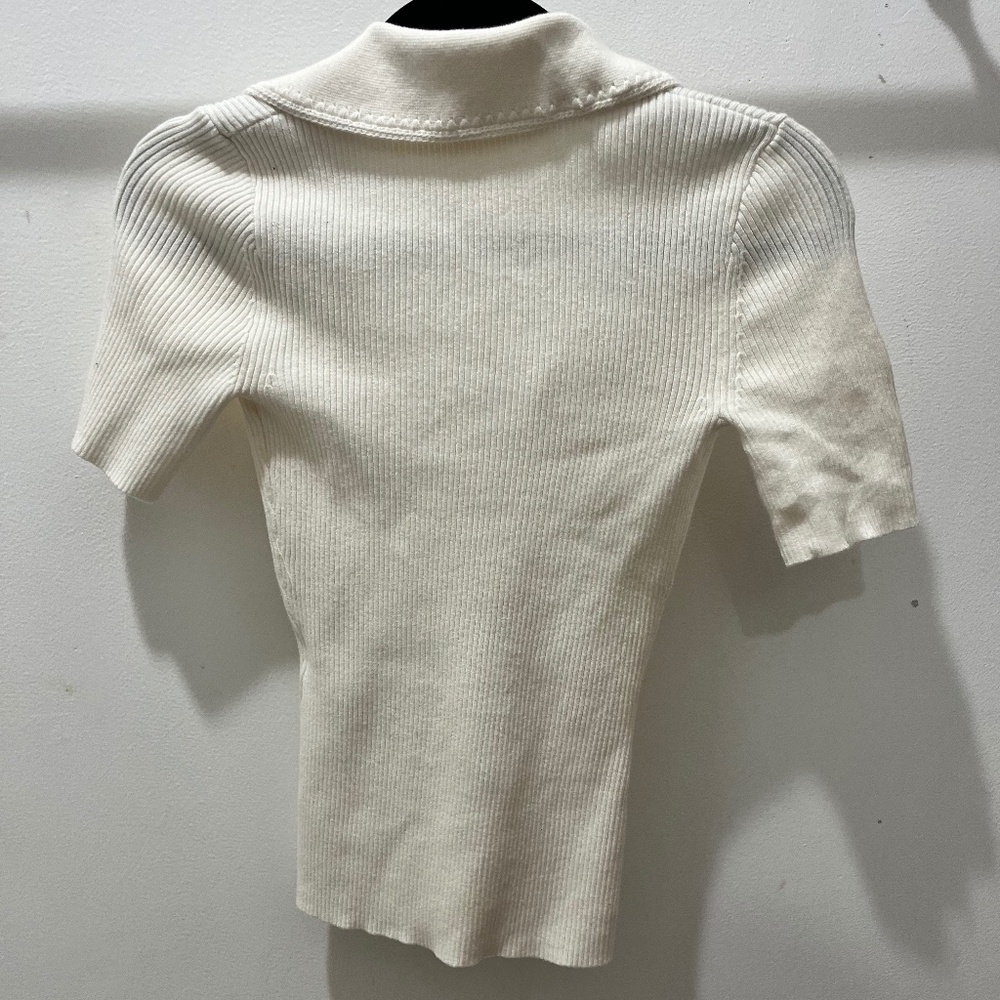Sezane White Ribbed Knit Top - Picture 5 of 5